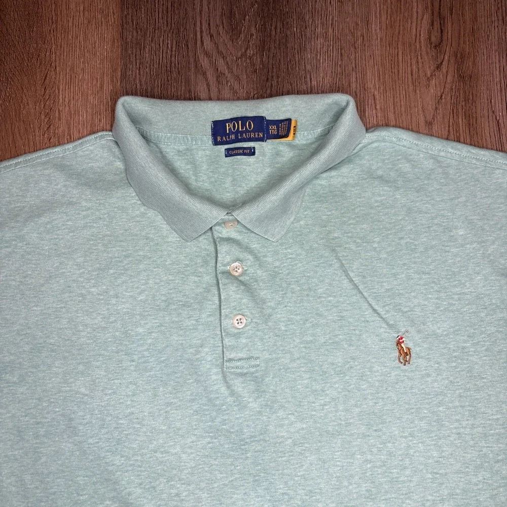 Polo Ralph Lauren Polo Shirt Men's Size XXL Classic Fit Soft Touch Palm Green‎